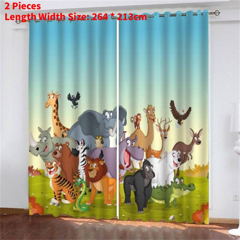 Zoo Curtain Forest Cartoon Children 3d Digital Printing Lightblocking Curtain
