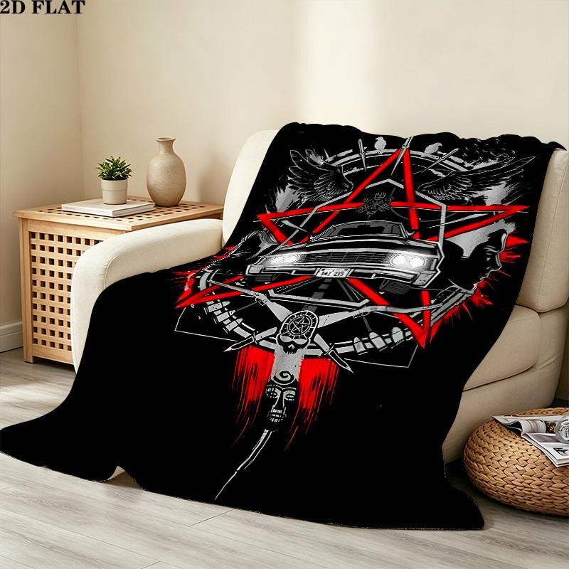 1PC Supernatural Patterned Flannel Blanket Suitable For All Seasons For Home Decor Warmth And Comfort Gifts Holiday Present