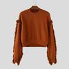 INCERUN Autumn Men Round Neck Long Sleeve Texture Tassel Hem Casual Cropped Pullover Tops