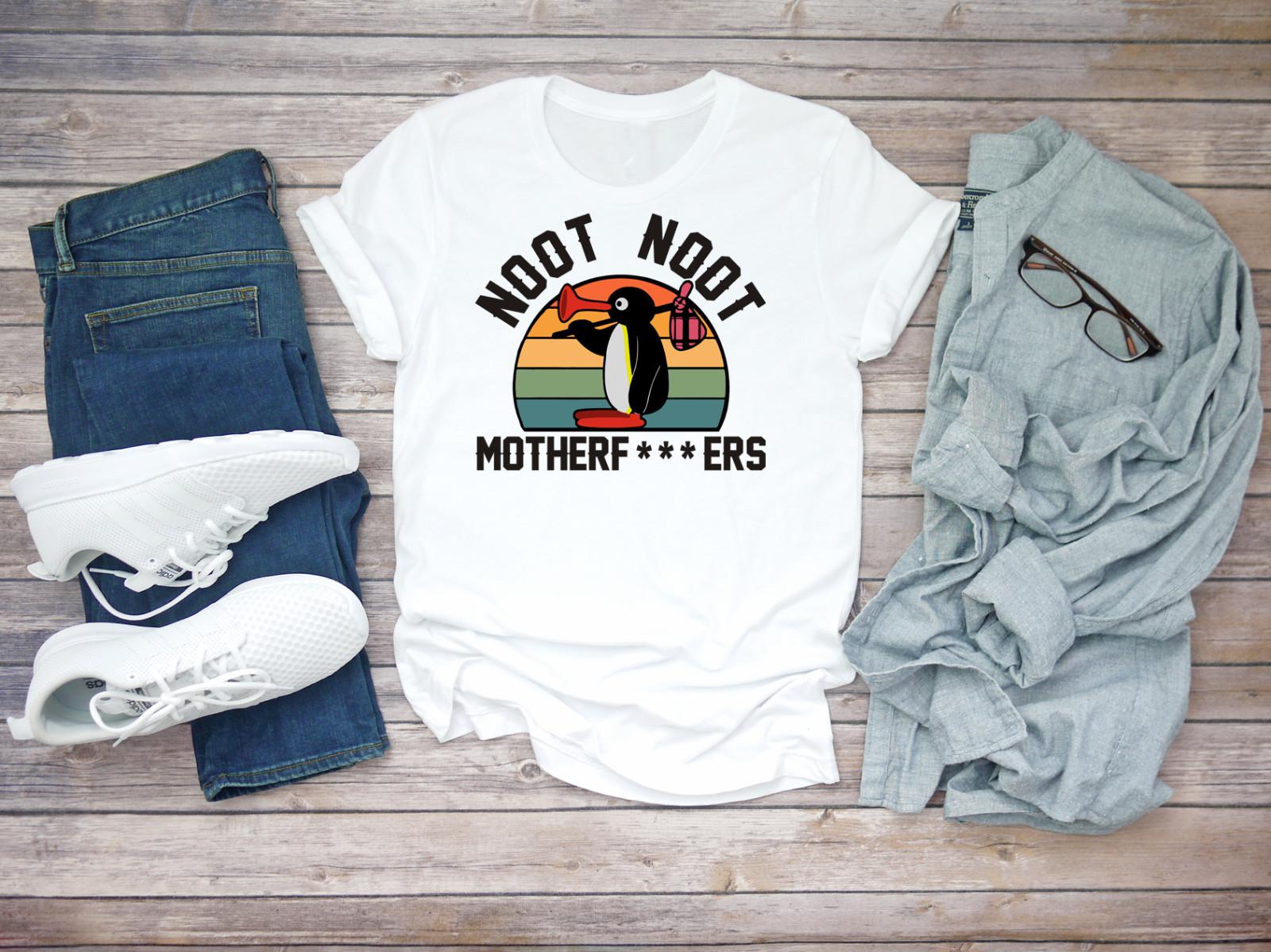 Pingu Noot Noot MotherFers Men short sleeve White T-shirt A139 XL