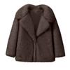 Women's Fashionable Warm Long Sleeve  Solid Color Furry Collar Coat