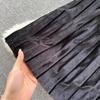 2025 Korean Style High Waist Pleated Velvet Skirt Versatile Hip Covering Thin Medium And Long A-Line Skirt