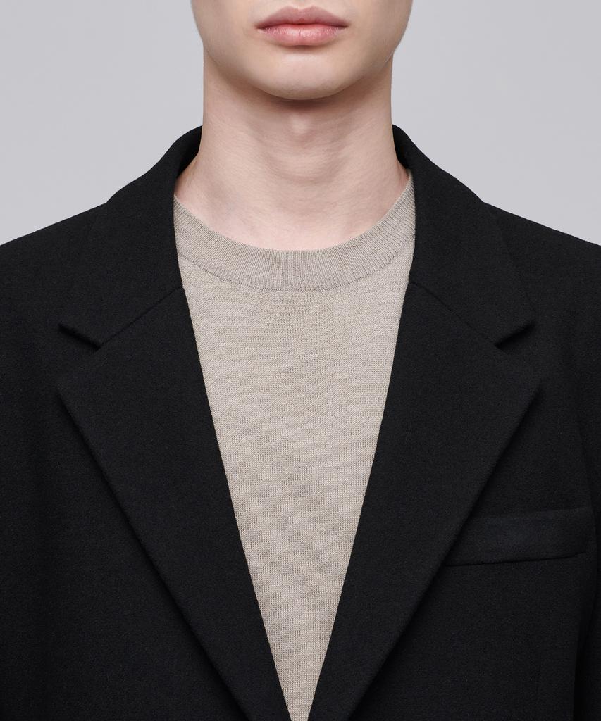 Musinsa Standard Wool Blend Melton Daddy Shoulder Oversized Blazer [Black]