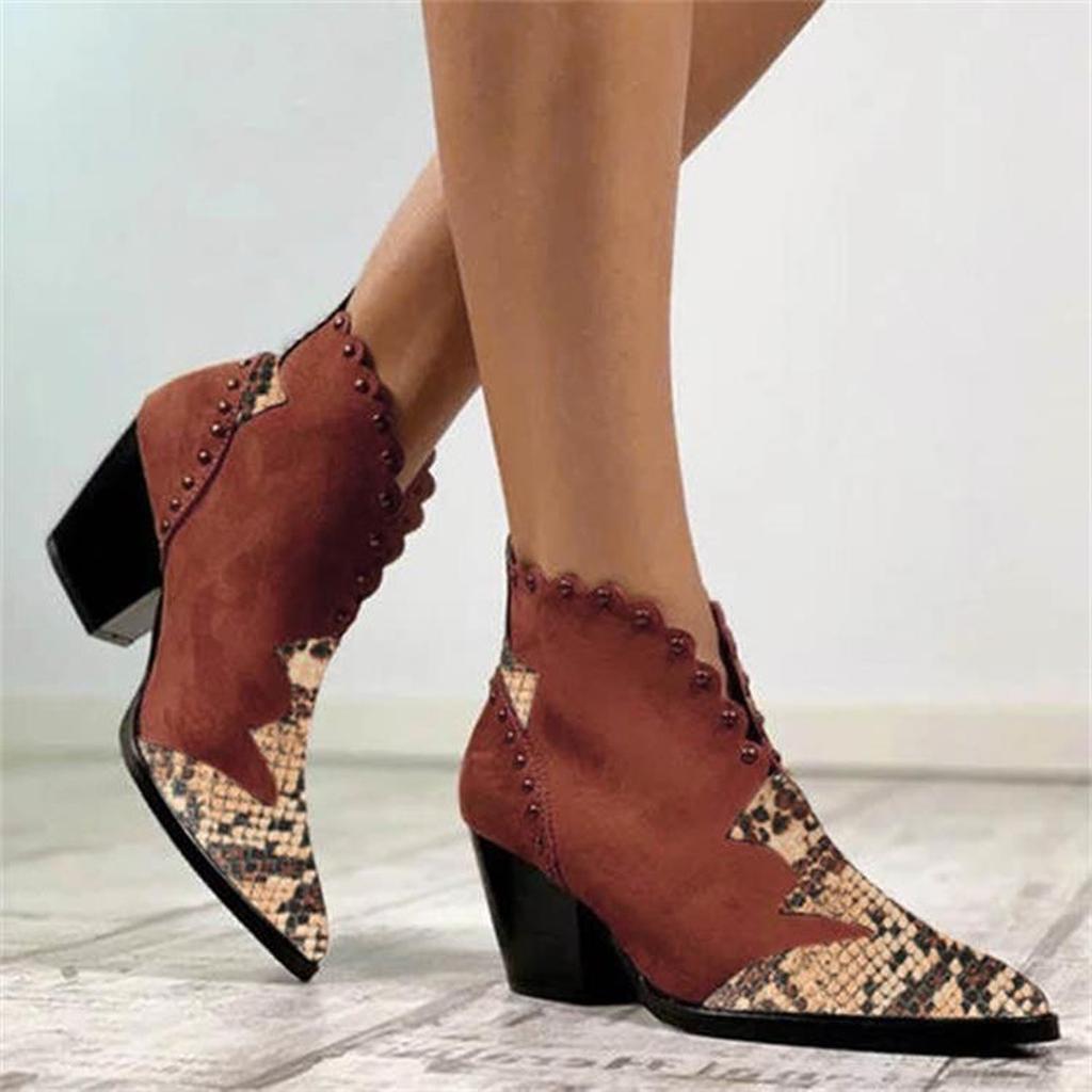 Boots Fashion Roman Thick Heel Pointed Flanging Women's Shoes