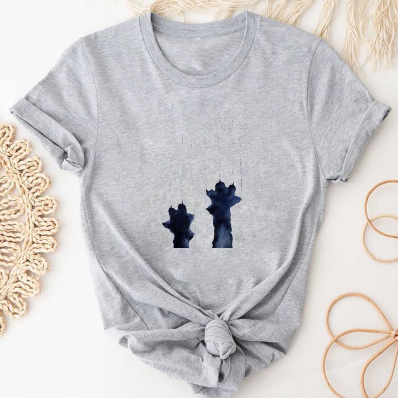 (Asian Size) Tshirt Lady Cartoon T Tee Top Women Print Fashion Clothes Female Clothing Short Sleeve Cat Animal Pet Graphic T-shirt