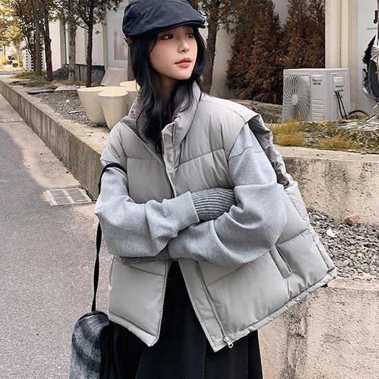 Autumn and Winter Down Cotton Vest Women's Korean Version Loose Shoulder Cotton Vest Jacket