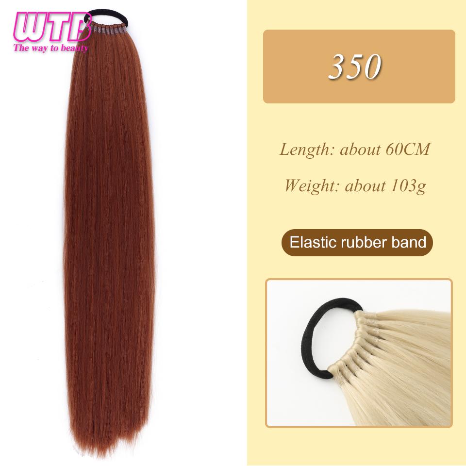 WTB 23 Inch Straight Ponytail Wig With Elastic Band Synthetic Ponytail Extension Wrap Around Heat Resistant Pony Tail For Women