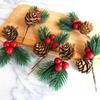 24Pcs Christmas Artificial Flower Red Berry Pine Cone Holly Xmas Party Decor