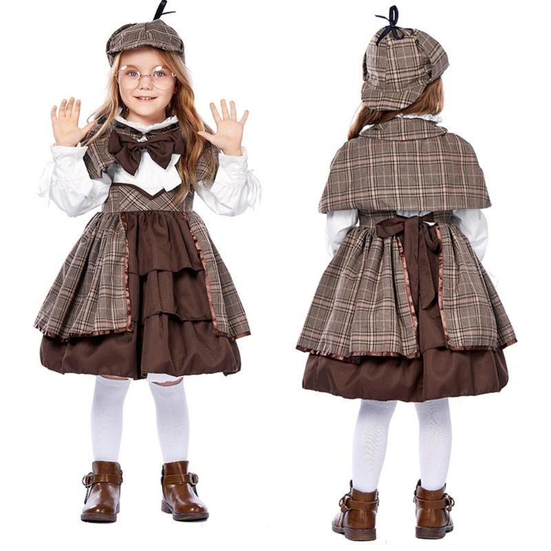 Detective Costume Accessorise for Kids Girls Detective Hat Glasses Sherlocks Detective Kit Girl British Preppy Outfit