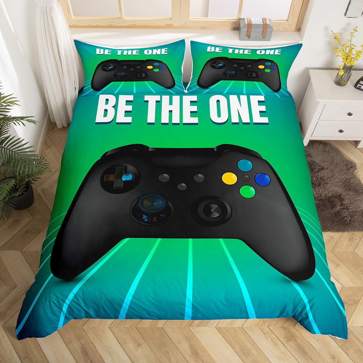 

Gaming Duvet Cover Twin Queen Game Controller Bedding Set For Child Teens Gamer Room Decor Microfiber Gamepad Comforter Cover EU Single(135x200cm)