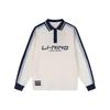 Letter Polo Neck Pullover Comfortable Versatile Color Block Casual Simple Long Sleeve T-Shirt Men Tops APLV503-1