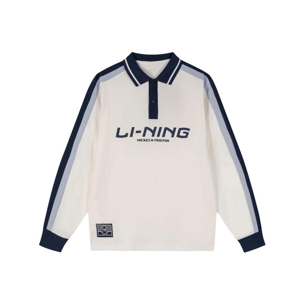 

Li-Ning Пуловер поло с надписью Удобный Универсальный Цветной блок Повседневный Простой Футболка с длинным рукавом Мужские топы APLV503-1 M