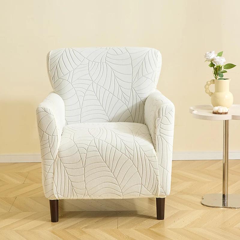 Ettfarget Jacquard Lenestoltrekk Elastisk Blad Enkelt Sofatrekk Støvtett Altomfattende Sofatrekk for Stue Hjem