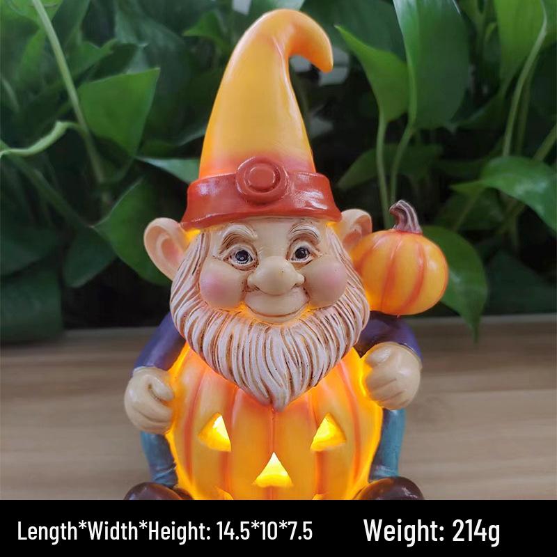 Light-Up Pumpkin Old Man Halloween Yard and Home Decor Resin Craft