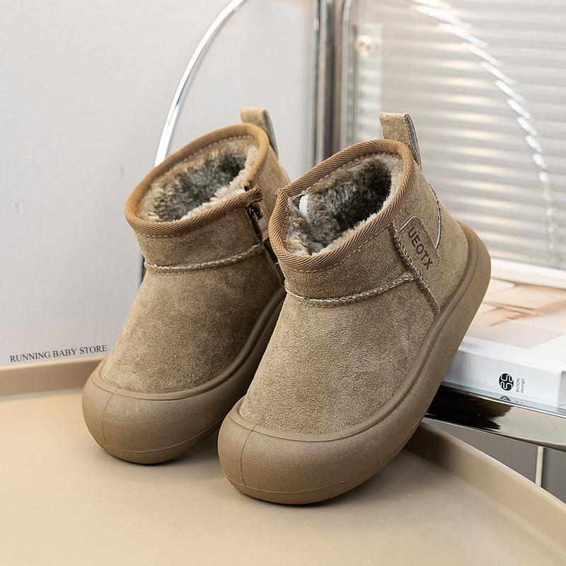 

Newest Winter Children Snow Suede Leather Boots Keep Warm Plush Teenage Boys Shoes Non-slip Fashion Baby Girls Boots I08305 26 зелений