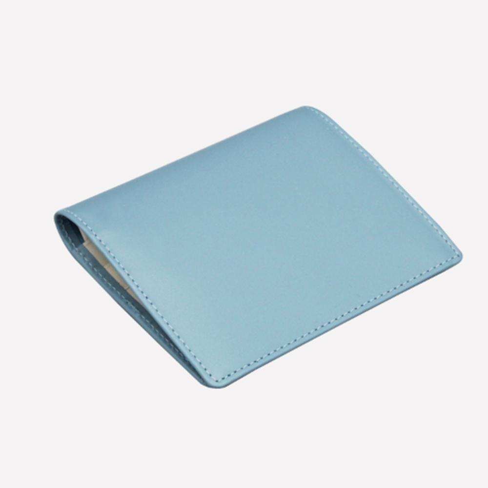 Matt Mini Cowhide Combination Keyring Wallet Sky Blue + Cream