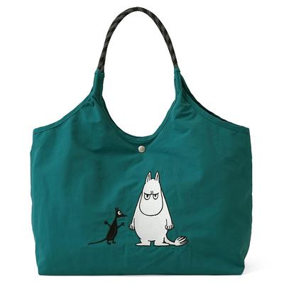 Moomin Tote Eco Large Green Bag, Bag, Capacity, Women's, Embroidered, Cute, RMPK-01, (Angry Moomin)