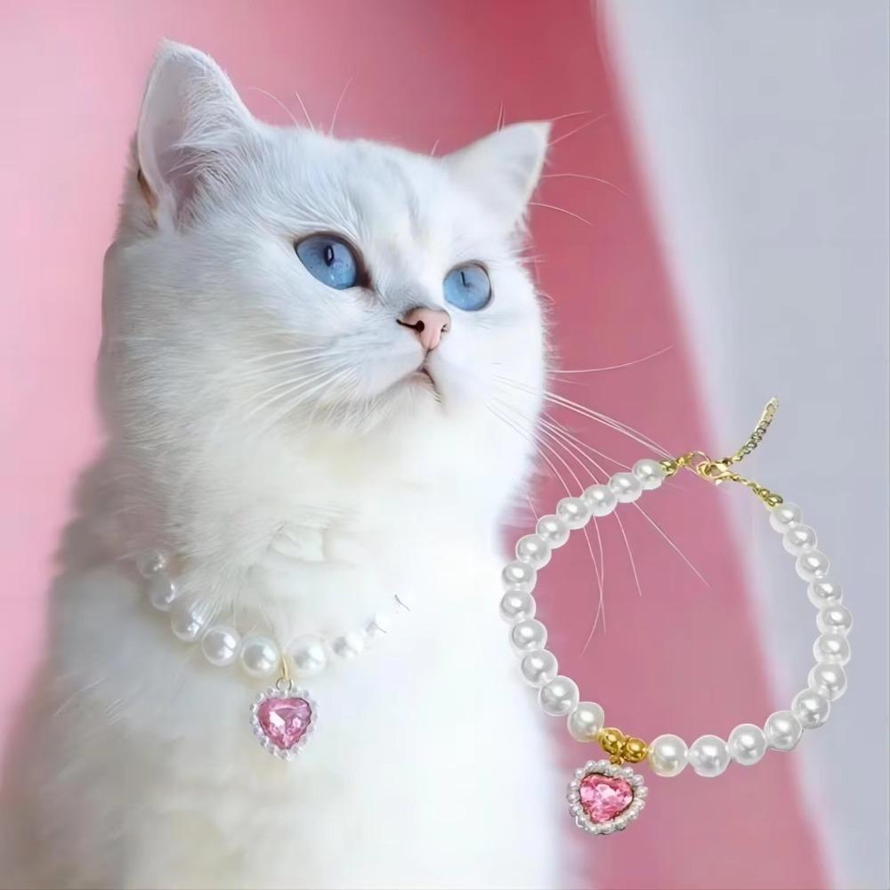 Pet Supplies Dog Princess Necklace Imitation Pearls Cat Necklace New Love Pendant