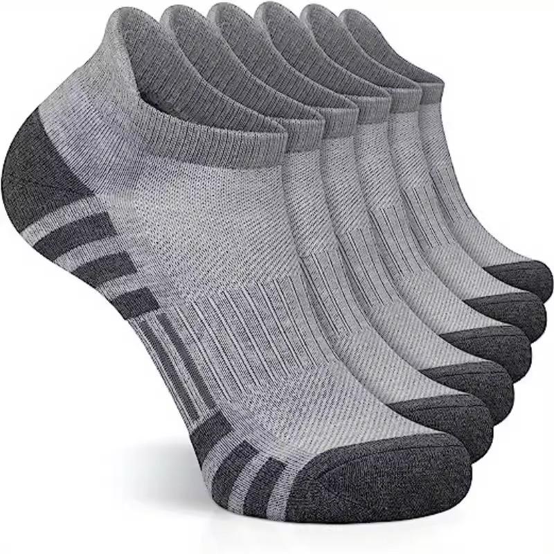 10Pairs Men Black White Grey Towel Bottom Sweat Absorbent Anti Odor Breathable Non Slip Ear Loop Short Socks for Running Sport