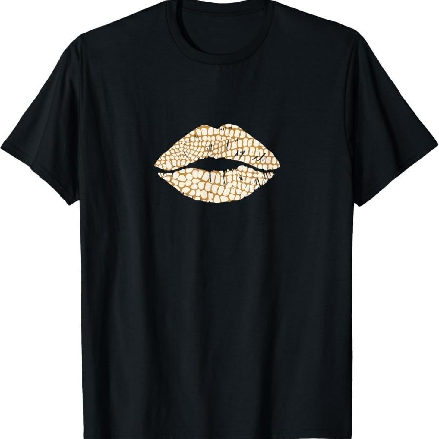 Desert Yellow Snake Kiss Sexy Lips & Cool Retro Pattern T-Shirt