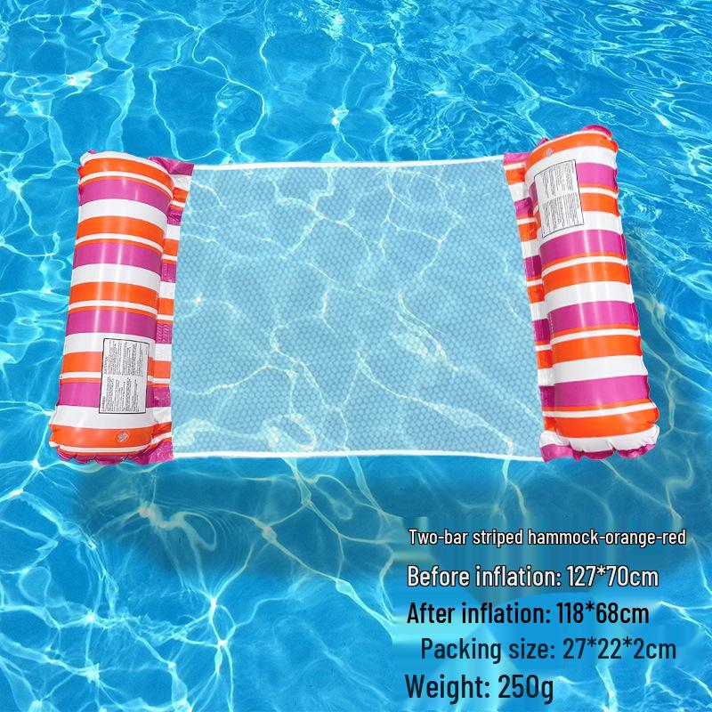 Foldable Striped Inflatable Pool Float Hammock Recliner