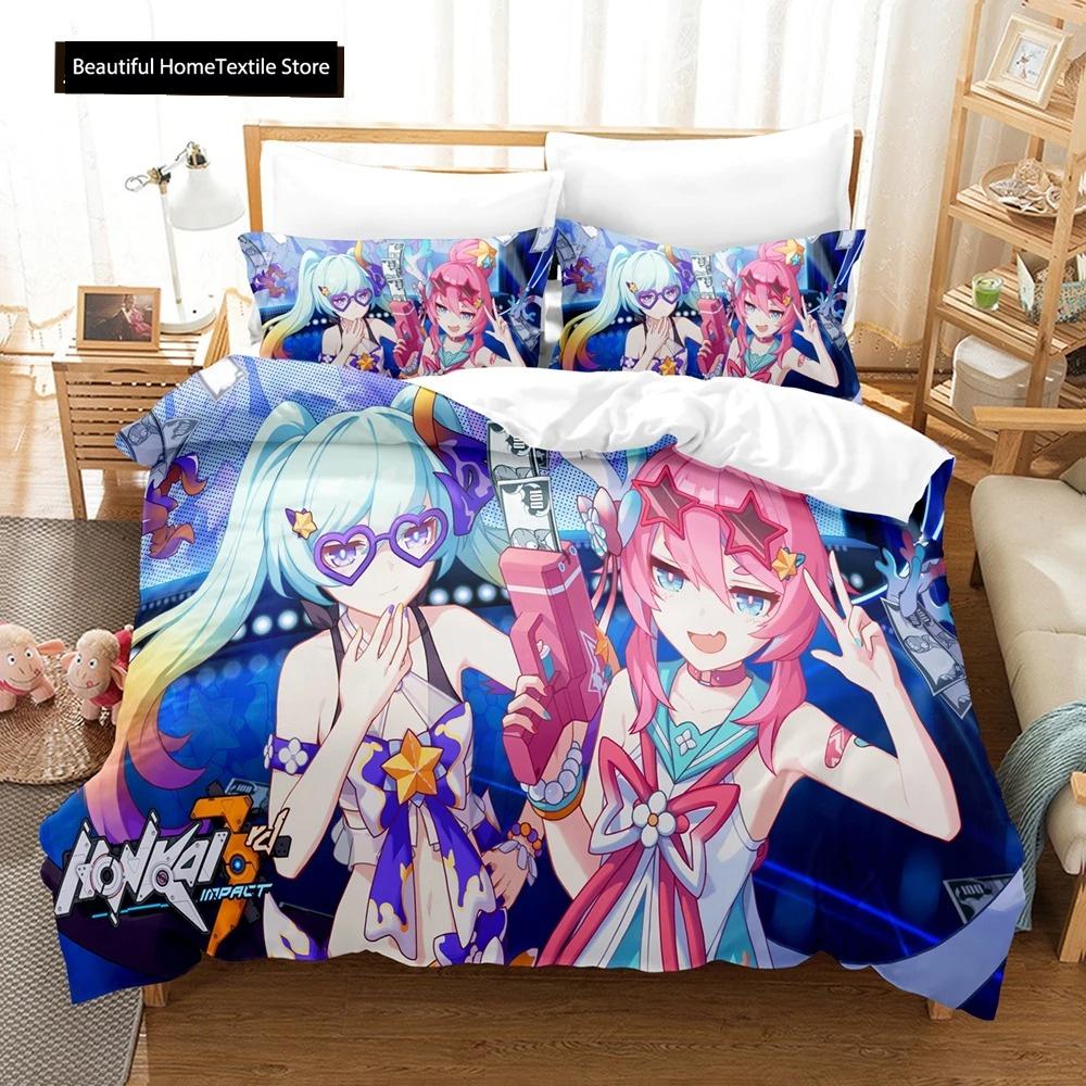 3D Anime Honkai Impact 3rd Bettwäsche-Set Bedrucktes Bettbezug-Set Bettwäsche Steppdeckenbezug Zuhause Für Erwachsene Teenager