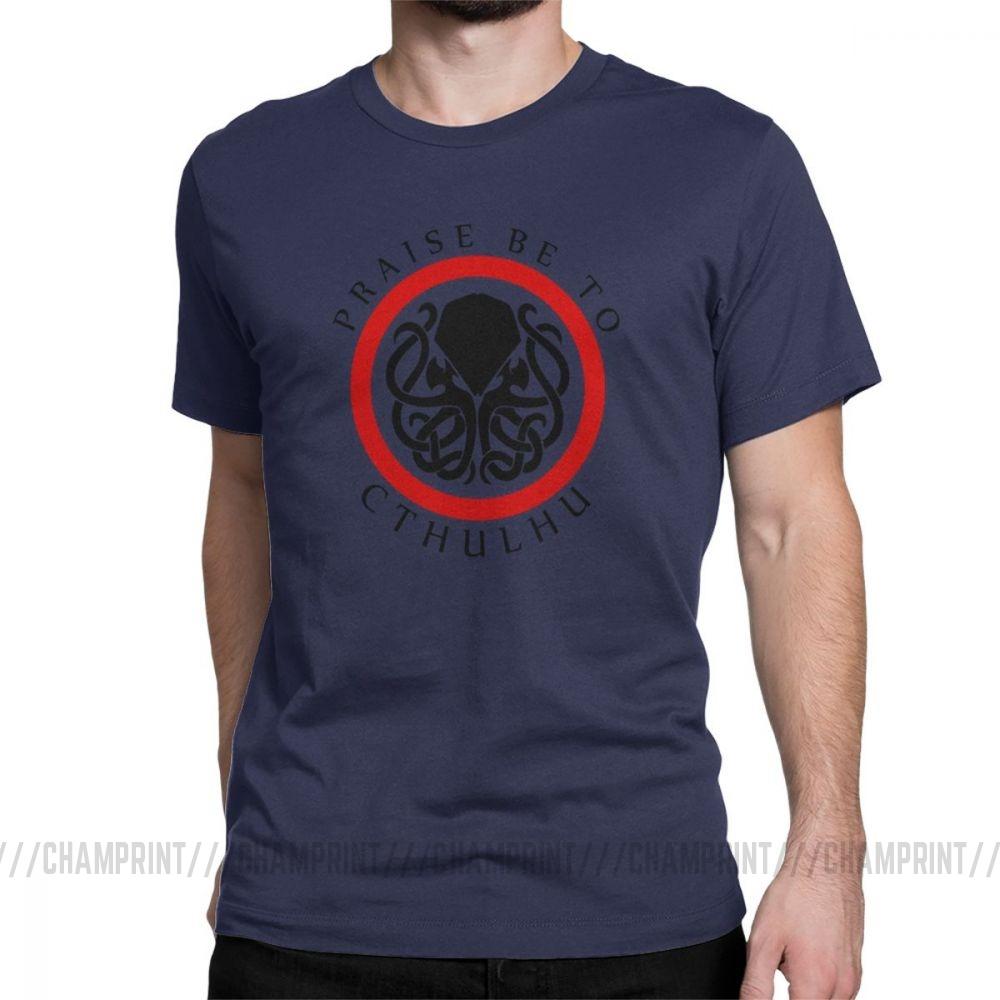 Praise Be To Cthulhu Cool T Shirts For Men Crewneck Cotton T Shirt Short Sleeve Tee