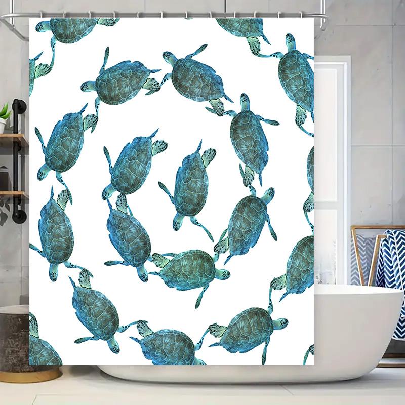 

Modern Home Decor Shower Curtain Waterproof Fabric Bathroom Decorative Turtles Print Blue White Design Shower Curtains Set Colle 90x180cm