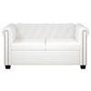 Chesterfield Sofa Set 2 Seater and 3 Seater In White Faux Leather