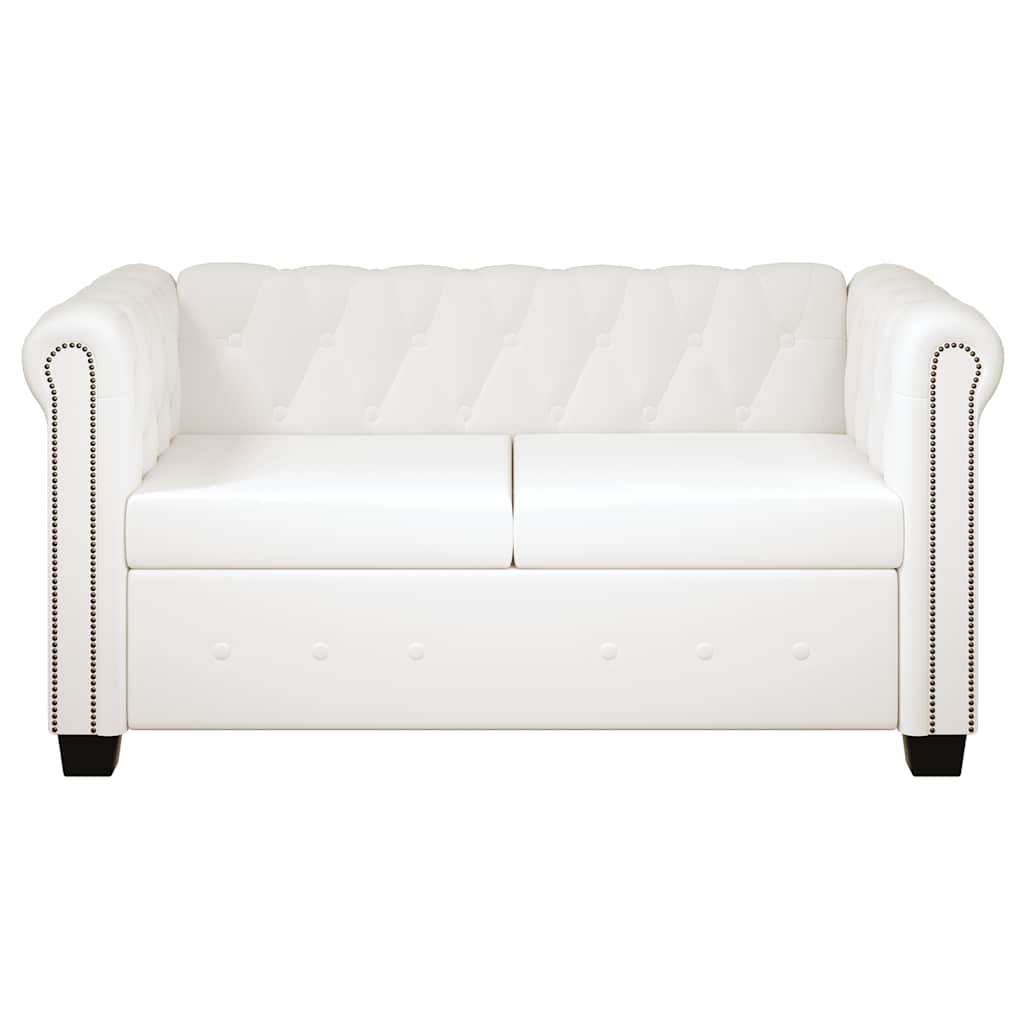 Chesterfield Sofa Set 2 Seater and 3 Seater In White Faux Leather