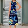 Women's Casual Fashion Floral Print Round Neck Sleeveless Midi Dress
