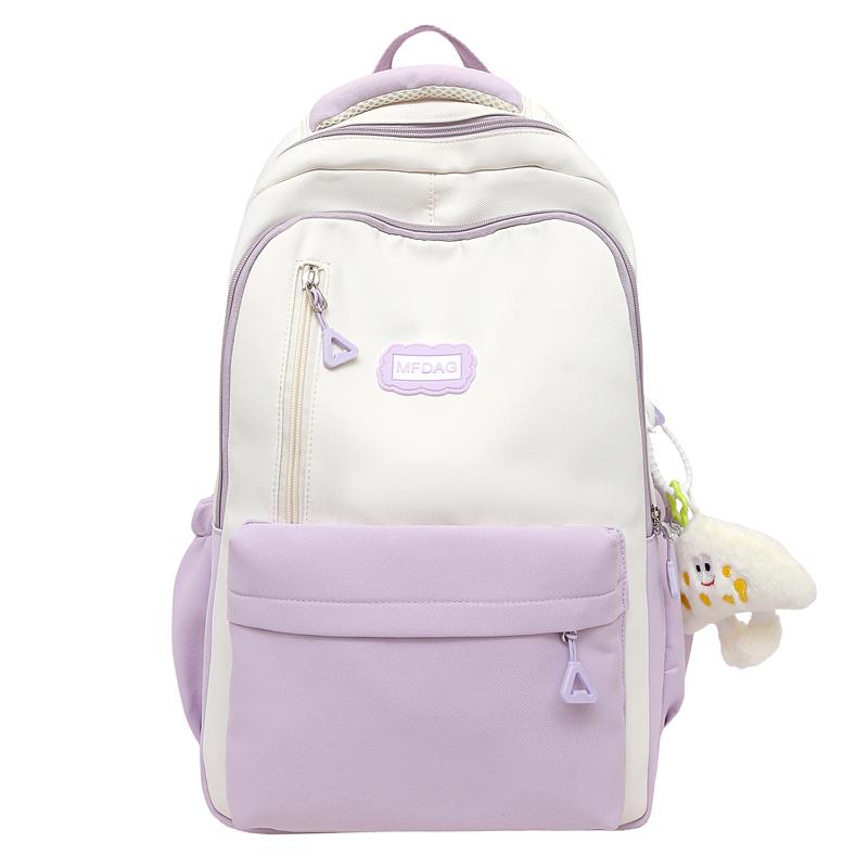 

Рюкзак большой вместимости для учеников средней школы, контрастного цвета, женский, легкий фиолетовый