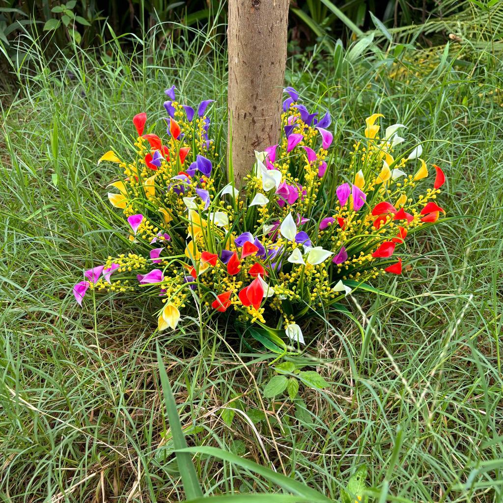 Flores Artificiales para Plantas Falsas de Exterior - Arbustos de Plástico Resistentes a los Rayos UV que No se Desvanecen - Decoración de Hogar de Primavera, Jardín Rústico, Vegetación de Exterior outd