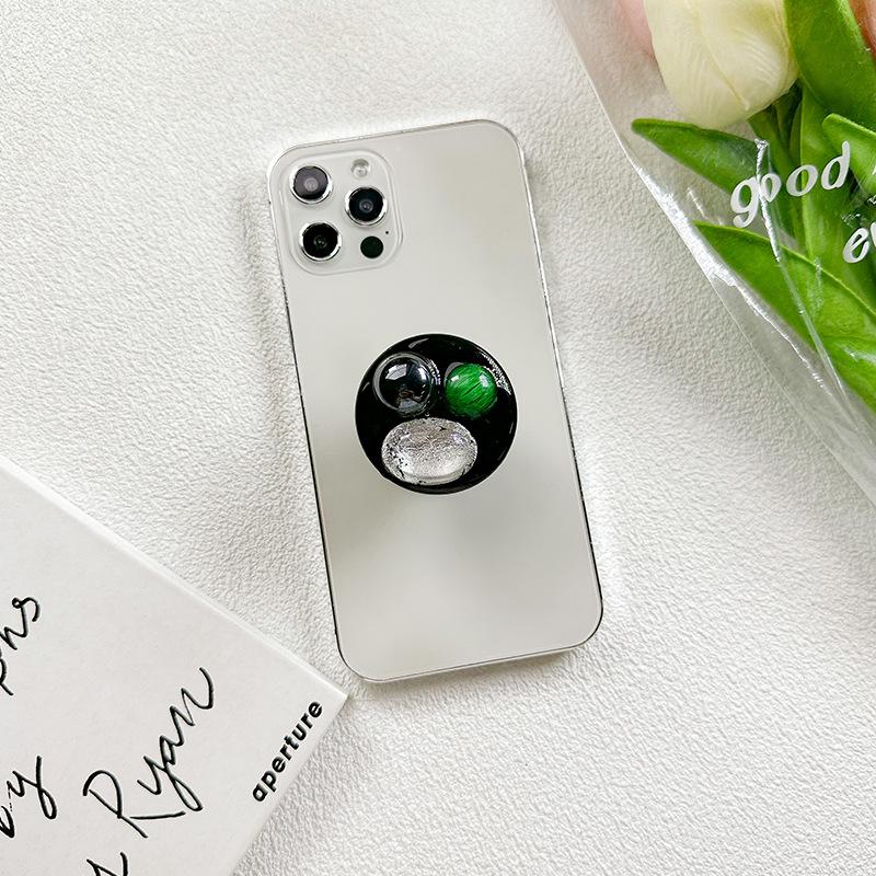 Feng Shui Diamond, Gemstone Epoxy Round Mobile Phone Case, Airbag Bracket, Paste Retractable Portable Desktop Support