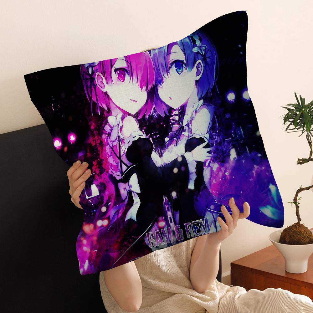 Anime Re Zero Cushion Cover Inches Farmhouse Decor Home Throw Pillow Covers for Couch Decorations