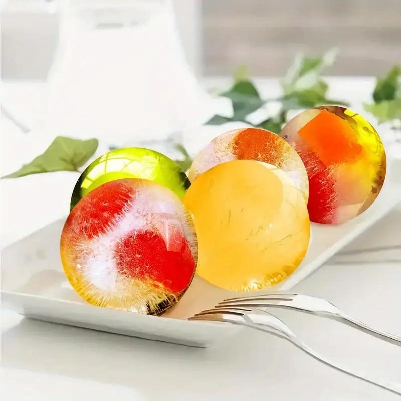 4pcs Silicone Ice Ball Molds Reusable Spherical Trays for Beverages Father'S Day, Any Occasion Beverage Cooling Ice Cube Tool