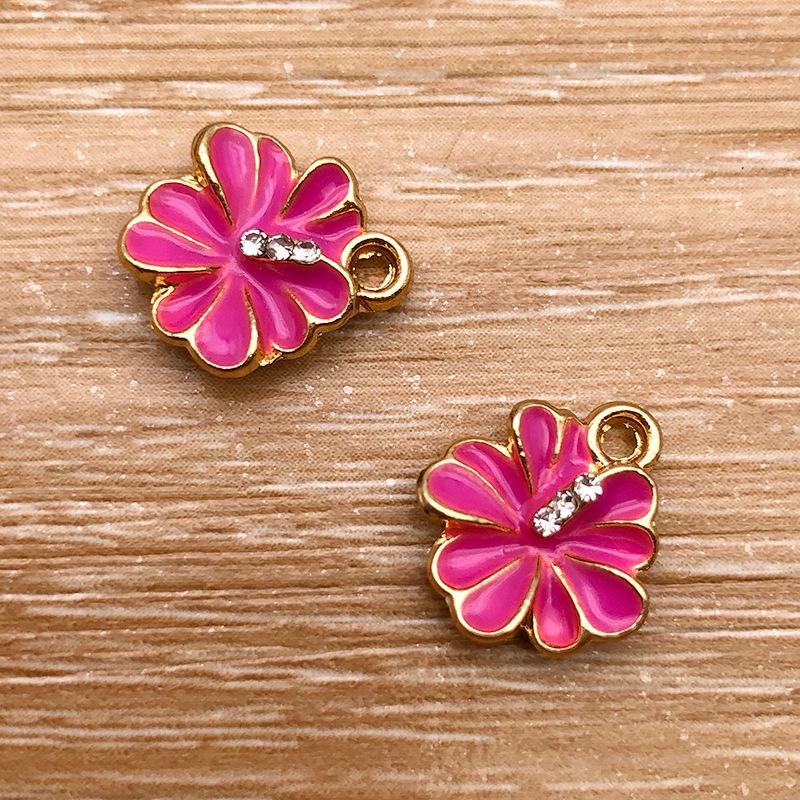 1pcs Rose Red Oil Drop Pendant Through The Alloy Earrings Diy Handmade Homemade Accessories Materials Multiple Styles
