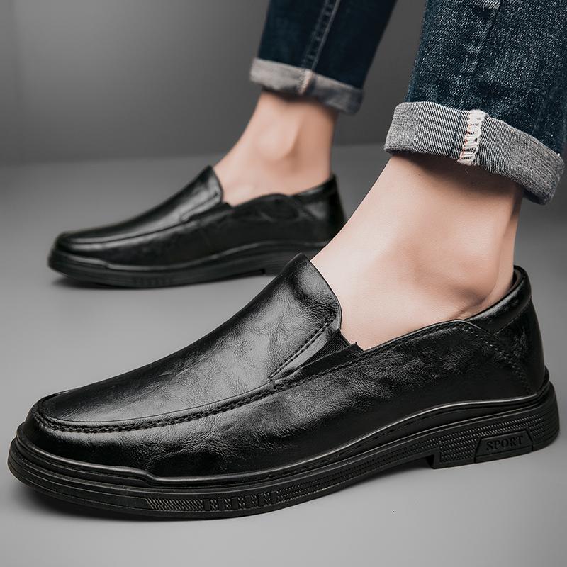 Business Men Genuine Leather Shoes Leather Anti-slip Rubber Loafers  Man Casual Shoes Summer Breathable Hollow Out Leather Shoes