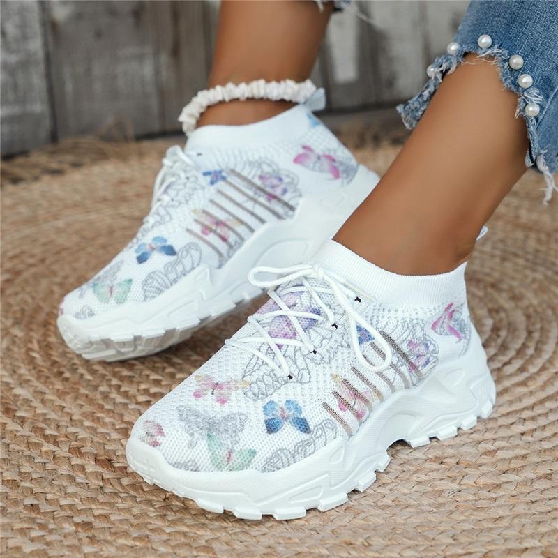 Women's Casual Shoes White Shoes Flat Heeled Sports All Match Breathable Mesh Single Shoes
