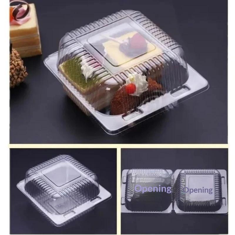 20/100/200Pcs Transparent Plastic Cake Box With Flip Cover Square Dessert Box Wedding Party Mousse Fruit Cake Food Packing Boxes