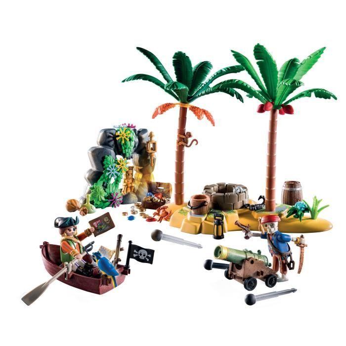 PLAYMOBIL - 70962 - Pirate - Ilôt des pirates - Aventure île au trésor - 104 pièces