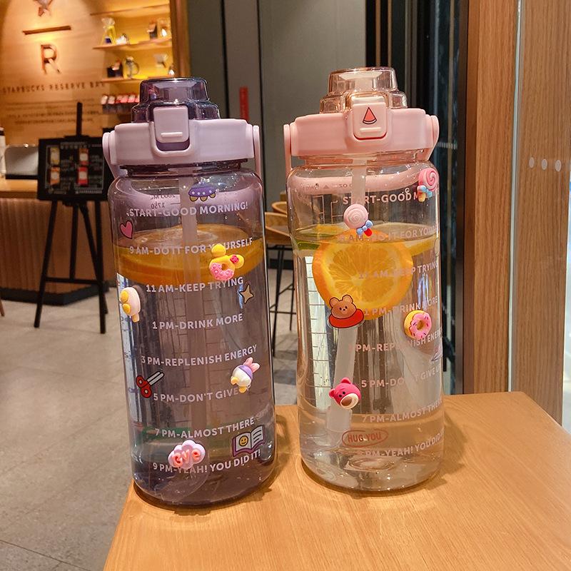Lovely Water Cup Mug Large Capacity Portable Water Cup Flower Tea Cup 2000ml Water Cup Beverage Cup Coffee Cup