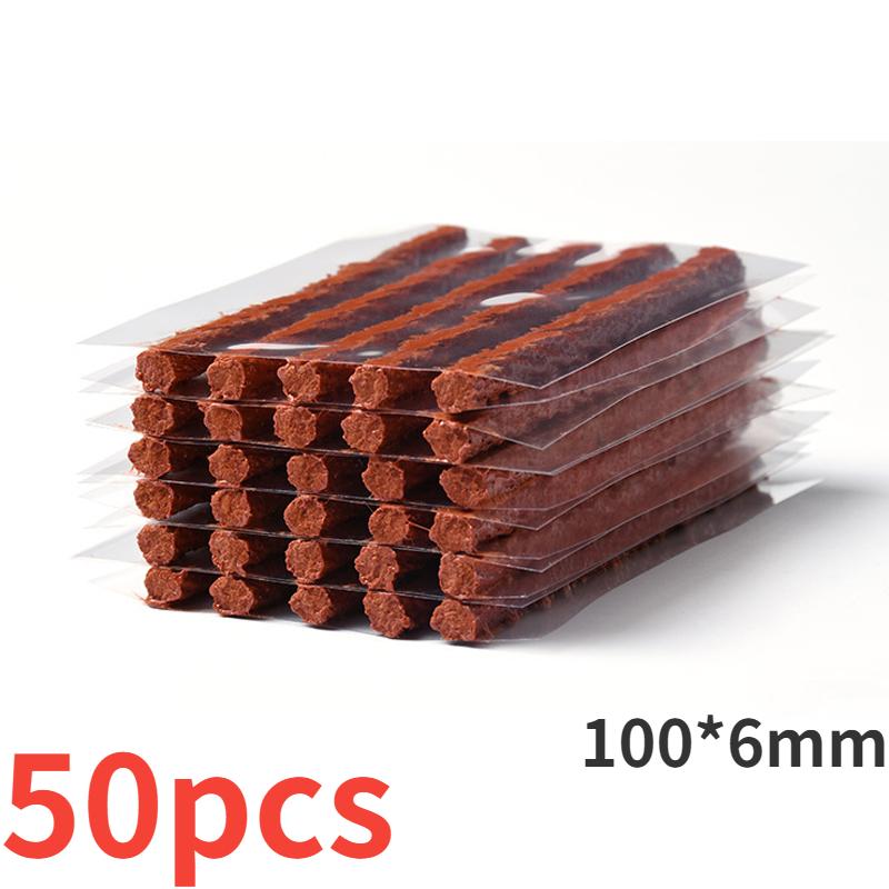50pcs Tubeless Tire Repair Strips Stiring Glue Rubber Strip Seals Tyre Puncture Studding for Truck Car Motor Accessories Tools