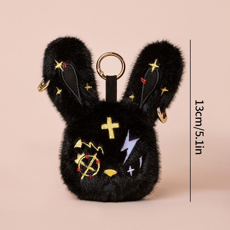Portachiavi Peluche Coniglio Gotico di Halloween Accessori Fascino per Borsa Animale di Peluche Coniglio Portachiavi Bambola Coniglio Horror Ciondolo per Cellulare
