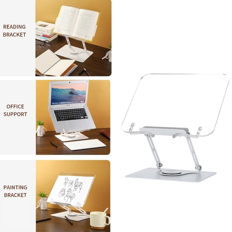 Ergonomic Acrylic Book Stand Height Adjustable and Angle for Reading Study and Cooking Foldable Portable Design