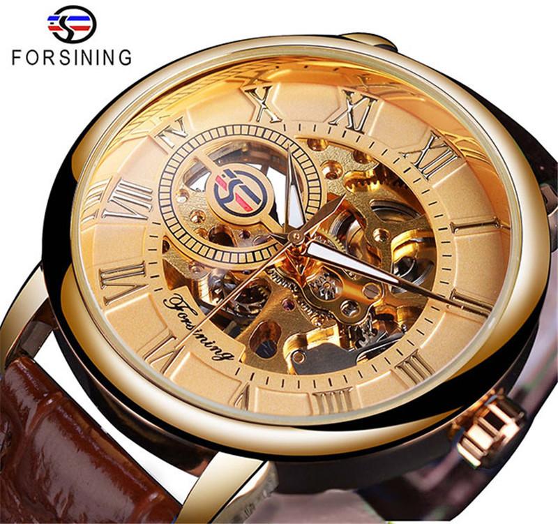 Forsining Men'S Fashion Retro Hollow Through Mechanical, Manual Mechanical Watch