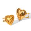 18K Gold Stainless Steel Patterned Heart Ring Heart-shaped Open Band Women's Non-fading Titanium Steel Jewelry