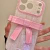 Korean Style Polka Dot 3D Pink Bow iPhone 17 Pro Max Case Creative Design 14 Pro Cover Fashion Full Edge Protection
