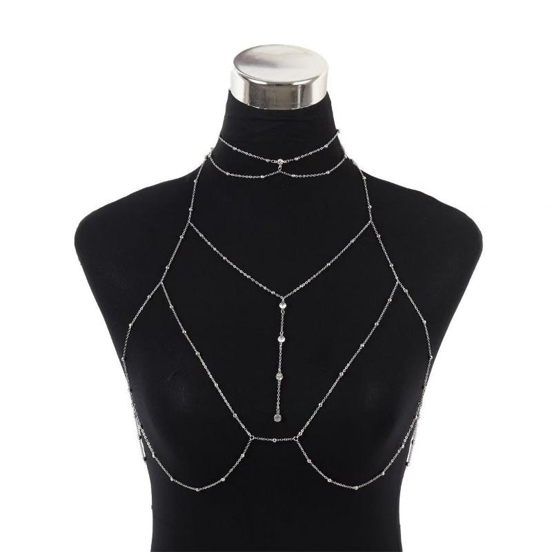 Pure Desire Wind Chest Chain Body Chain Female Sexy Bikini Light Luxury Three-dimensional Clavicle Neck Chain Backless Sex Accessories