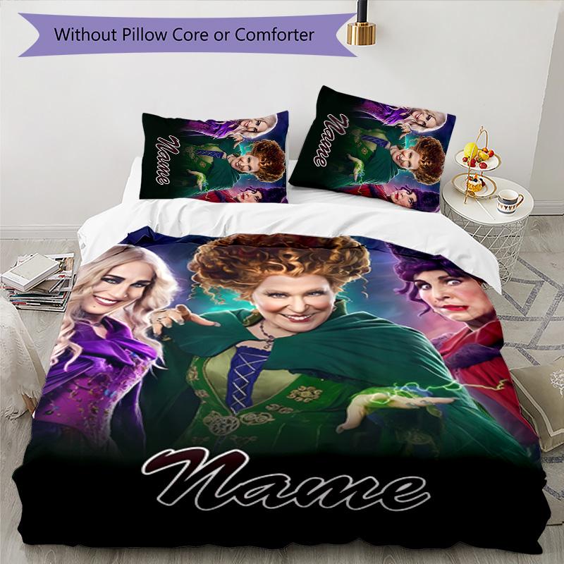 3pcs Hocus Pocus Cover Set - Personalized Name, HD Printed Bedding with 1 Cover and 2 Pillowcases - Perfect for Home Decor, Easy Care